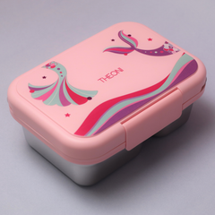 Duo Steel Kids Lunch Box & On-the-Go Cutlery Set – Colorful Microwave-Safe Pixi Lunch Box + BPA-Free Pink Travel Spoon & Fork