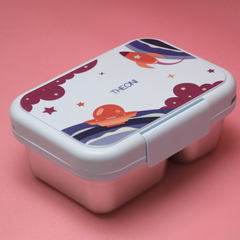 Duo Steel 2-Compartment Lunch Box – Fun, Fresh & Colorful Milo Blue Microwave safe Edition for Kids | Durable & School-Ready