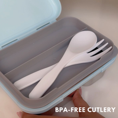 THEONI Kids Water Bottle (400ml) with Straw + Duo Steel 2-Compartment Lunch Box Combo | BPA-Free, Leak-Proof, Microwave Safe Lunch Box- Stereo Green