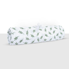 Theoni 100% Cotton Muslin Swaddle-Hedge Green leaf