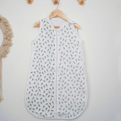 Theoni 100% Cotton Muslin Baby Sleeping Bag - Hedge Green Leaf