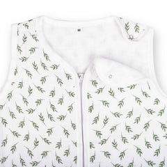 Theoni 100% Cotton Muslin Baby Sleeping Bag - Hedge Green Leaf