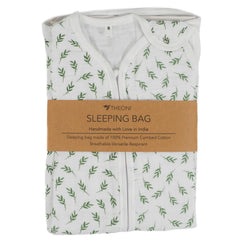 Theoni 100% Cotton Muslin Baby Sleeping Bag - Hedge Green Leaf