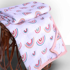 Theoni 100% Cotton Muslin Snuggle/Receiving Blanket-Hawaiian Rainbow