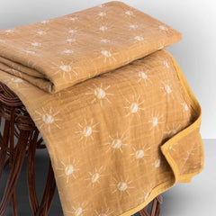 Theoni 100% Cotton Muslin Snuggle/Receiving Blanket-Santorini Sun