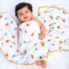 Theoni 100%  Cotton Muslin Snuggle/Receiving Blanket-Woody tiger
