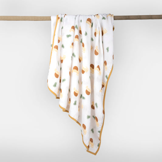 Theoni 100%  Cotton Muslin Snuggle/Receiving Blanket-Woody tiger