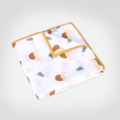Theoni 100%  Cotton Muslin Snuggle/Receiving Blanket-Woody tiger