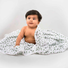 Theoni 100% Organic Cotton Snuggle/Receiving Blanket-Hedge Green Leaf