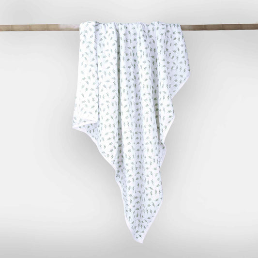 Theoni 100%  Organic Cotton Snuggle/Receiving Blanket-Hedge Green Leaf