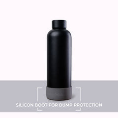 Theoni stainless Steel Double Walled Insulated Water Bottle| 24 Hours Hot & Cold |Leak Proof| Easy to Carry School And Travel Bottle - Deep Black (500ml)
