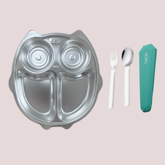 Theoni Tiny Tummies Meal Set - Owl Plate & Cutlery Set