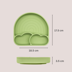 Theoni Silicone Anti Skid Baby Feeding Plate BPA-Free | Microwave & Dishwasher Safe | Mess-Free Toddler Mealtime Essential – Olive