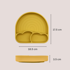 Theoni Silicone Anti Skid Baby Feeding Set with Plate, Spoon & Fork | Baby-Led Weaning | BPA-Free | Microwave & Dishwasher Safe | Mess-Free Toddler Mealtime Essential – Mango