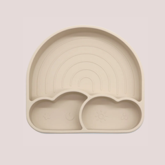 Theoni Silicone Anti Skid Baby Feeding Plate | Baby-Led Weaning | BPA-Free | Microwave & Dishwasher Safe | Mess-Free Toddler Mealtime Essential – Beige