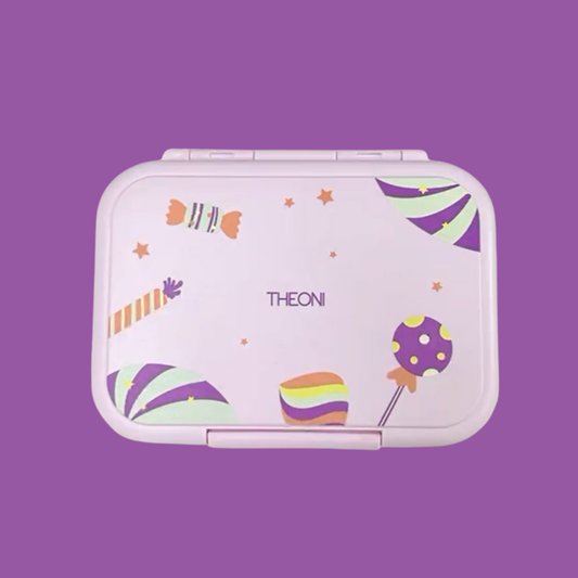 Duo Steel 2-Compartment Lunch Box – Fun, Fresh & Colorful Crumbl Purple Microwave safe Edition for Kids | Durable & School-Ready