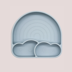 Theoni Silicone Anti Skid Baby Plate | Baby-Led Weaning | BPA-Free | Microwave & Dishwasher Safe | Mess-Free Toddler Mealtime Essential – Dusty Blue