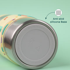 THEONI Kids Water Bottle (400ml) with Straw + Duo Steel 2-Compartment Lunch Box Combo | BPA-Free, Leak-Proof, Microwave Safe Lunch Box- Stereo Green