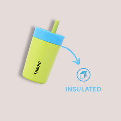 Theoni Kids Stainless Star Insulated Tumbler with Silicon Straw & Cleaning Brush | 355ml | Leak-Proof, BPA-Free, Travel Friendly – Green and Navy Blue