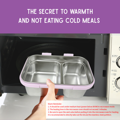 THEONI Kids Water Bottle (400ml) with Straw + Duo Steel 2-Compartment Lunch Box Combo | BPA-Free, Leak-Proof, Microwave Safe Lunch Box- Crumbl Purple