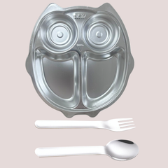 Theoni Tiny Tummies Meal Set - Owl Plate & Cutlery Set