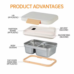 Duo Steel 2-Compartment Lunch Box – Fun, Fresh & Colorful Milo Blue Microwave safe Edition for Kids | Durable & School-Ready