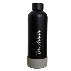 Theoni stainless Steel Double Walled Insulated Water Bottle| 24 Hours Hot & Cold |Leak Proof| Easy to Carry School And Travel Bottle - Deep Black (500ml)