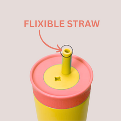 Theoni Star Kids Stainless Steel Insulated Tumbler with Silicon Straw & Cleaning Brush | 355ml | Leak-Proof, BPA-Free, Travel Friendly – Yellow