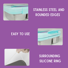 Duo Steel 2-Compartment Lunch Box – Fun, Fresh & Colorful Milo Blue Microwave safe Edition for Kids | Durable & School-Ready