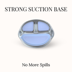 Theoni Stainless Steel Suction Plate for Toddlers | 3 Compartment Monkey Baby Feeding Plate | BPA-Free & Dishwasher Safe - Personalization Available (Blue)