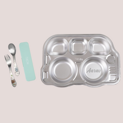 Theoni Tiny Tummies Meal Set - Bus Plate & Cutlery Set