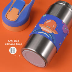 THEONI Siphappy Kids Stainless Steel School Water Bottle with Straw (400ml) | BPA-Free, Leak-Proof, Lightweight Water Bottle for Kids | Easy-Sip Design - Milo Blue