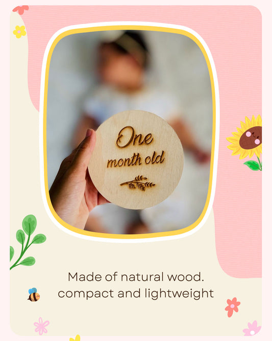 Baby Monthly Photo Props: Classic Wooden Monthly Milestone Card Discs From Newborn To 1 Year, Wooden Baby Photoshoot Props For Baby Girl Or Baby Boy Newborn Gifts 13 Pc