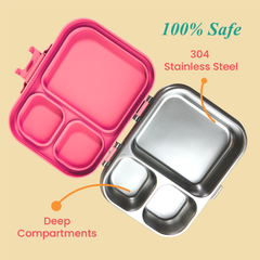 Bento Joy Leakproof Lunch Box + On-the-Go Cutlery Set Combo- Pink