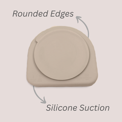 Theoni Silicone Anti Skid Baby Feeding Set with Plate, Lid, Spoon & Fork | Baby-Led Weaning | BPA-Free | Microwave & Dishwasher Safe | Mess-Free Toddler Mealtime Essential – Beige