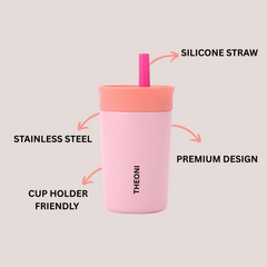 Theoni Star Kids Stainless Steel Insulated Tumbler | 355ml | BPA-Free, Travel Friendly – Pink