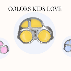 Theoni Stainless Steel Car Shape Suction Plate for Toddlers | 4 Section Kids Feeding Plate | BPA-Free & Dishwasher Safe - Personalization Available(Yellow)