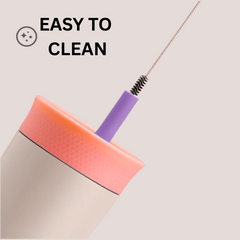 Theoni Star Kids Stainless Steel Insulated Tumbler with Cleaning Brush | 355ml | Leak-Proof, BPA-Free, Travel Friendly – Beige