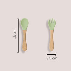 Theoni Silicone Anti Skid Baby Feeding Set with Plate, Spoon & Fork | Baby-Led Weaning | BPA-Free | Microwave & Dishwasher Safe | Mess-Free Toddler Mealtime Essential – Olive