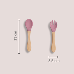 Theoni Silicone Anti Skid Baby Feeding Set with Plate, Spoon & Fork | Baby-Led Weaning | BPA-Free | Microwave & Dishwasher Safe | Mess-Free Toddler Mealtime Essential – Dark Pink