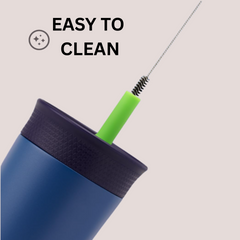 Theoni Kids Stainless Star Insulated Tumbler with Silicon Straw & Cleaning Brush | 355ml | Leak-Proof, BPA-Free, Travel Friendly – Green and Navy Blue