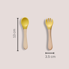 Theoni Silicone Anti Skid Baby Feeding Set with Plate, Spoon & Fork | Baby-Led Weaning | BPA-Free | Microwave & Dishwasher Safe | Mess-Free Toddler Mealtime Essential – Mango