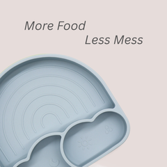 Theoni Silicone Anti Skid Baby Feeding Set with Plate, Spoon & Fork | Baby-Led Weaning | BPA-Free | Microwave & Dishwasher Safe | Mess-Free Toddler Mealtime Essential – Dusty Blue