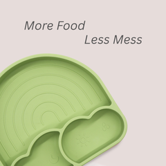 Theoni Silicone Anti Skid Baby Feeding Plate BPA-Free | Microwave & Dishwasher Safe | Mess-Free Toddler Mealtime Essential – Olive