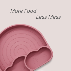 Theoni Silicone Anti Skid Baby Feeding Plate | Baby-Led Weaning | BPA-Free | Microwave & Dishwasher Safe | Mess-Free Toddler Mealtime Essential – Dark Pink