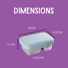 Duo Steel 2-Compartment Lunch Box – Fun, Fresh & Colorful Milo Blue Microwave safe Edition for Kids | Durable & School-Ready