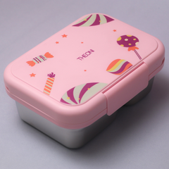 Duo Steel Kids Lunch Box & On-the-Go Cutlery Set – Colorful Microwave-Safe Crumbl Lunch Box + BPA-Free Pink Travel Spoon & Fork