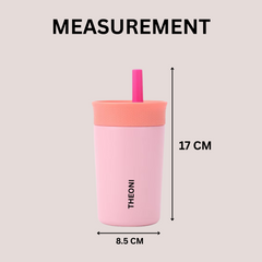 Theoni Pink Monkey Mealtime Essentials Bundle – Suction Plate, Insulated Tumbler & Cutlery Set