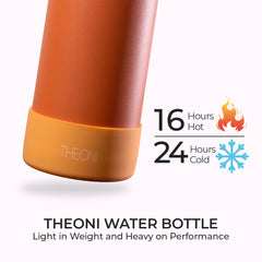 Theoni stainless Steel Double Walled Insulated Water Bottle| 24 Hours Hot & Cold |Leak Proof| Easy to Carry School And Travel Bottle - Zesty Orange (500ml)