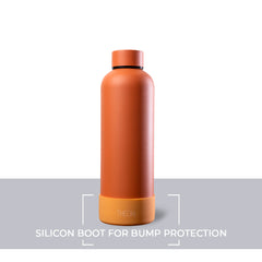 Theoni stainless Steel Double Walled Insulated Water Bottle| 24 Hours Hot & Cold |Leak Proof| Easy to Carry School And Travel Bottle - Zesty Orange (500ml)